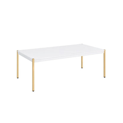 48" White and Gold Wood And Metal Coffee Table HomeRoots