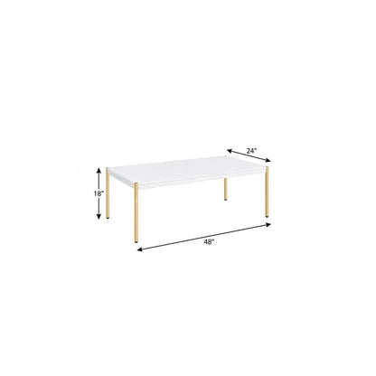 48" White and Gold Wood And Metal Coffee Table HomeRoots