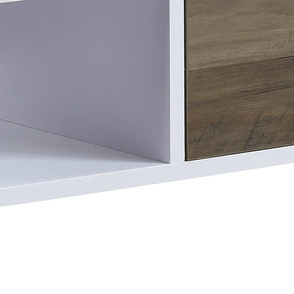44" White and Black Melamine Veneer And Metal Coffee Table With Drawer And Shelf HomeRoots