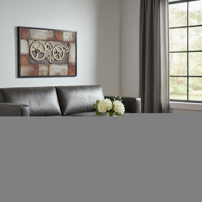 47" Natural and Gray Metal Sled Coffee Table With Shelf HomeRoots
