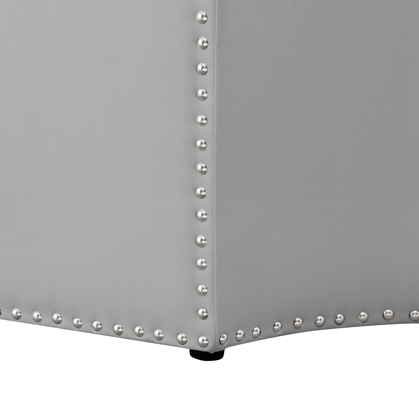 33" Silver Faux Leather Tufted Octagonal Cocktail Ottoman