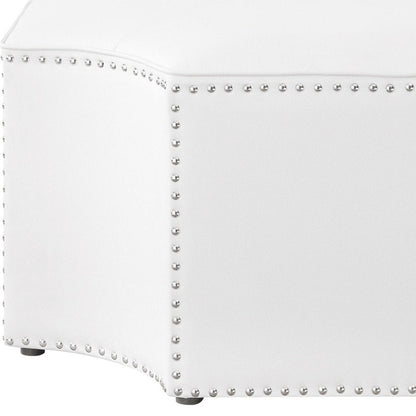 33" Silver Faux Leather Tufted Octagonal Cocktail Ottoman HomeRoots