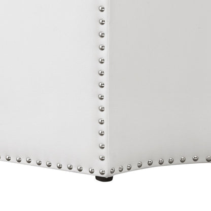 33" Silver Faux Leather Tufted Octagonal Cocktail Ottoman HomeRoots