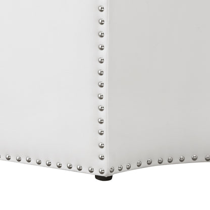 33" Silver Faux Leather Tufted Octagonal Cocktail Ottoman