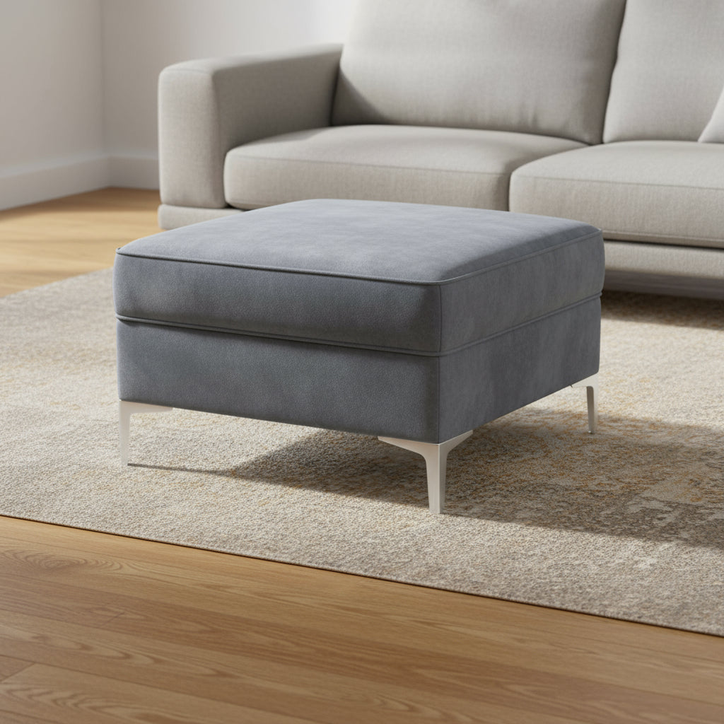 30" Gray Velvet And Silver Storage HomeRoots