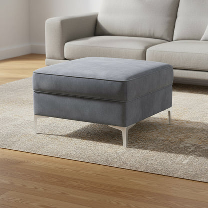 30" Gray Velvet And Silver Storage HomeRoots