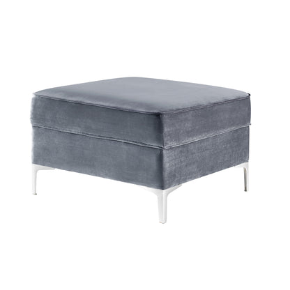 30" Gray Velvet And Silver Storage