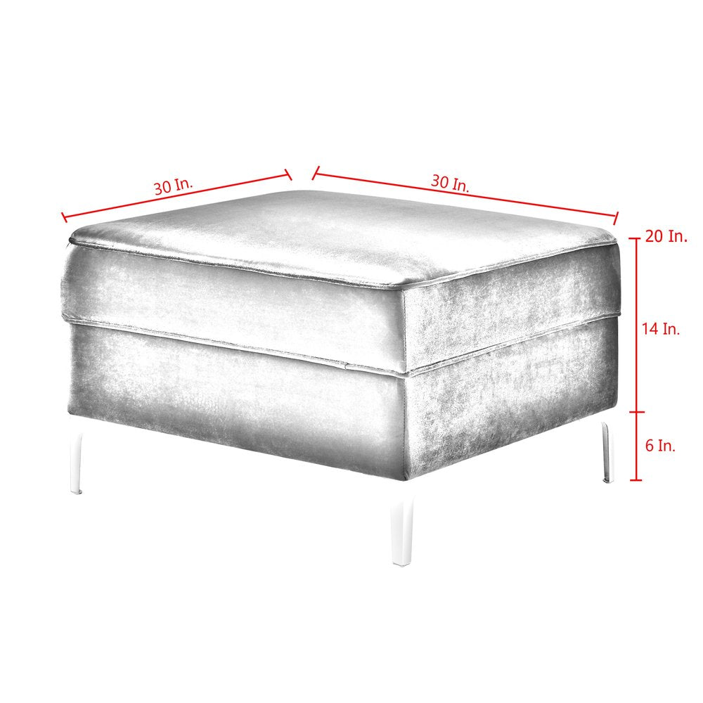 30" Gray Velvet And Silver Storage HomeRoots