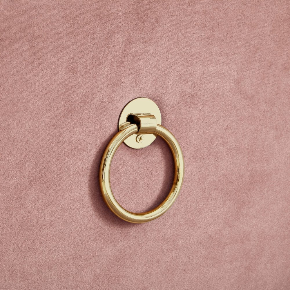 18" Blush Velvet And Black Tufted Storage HomeRoots