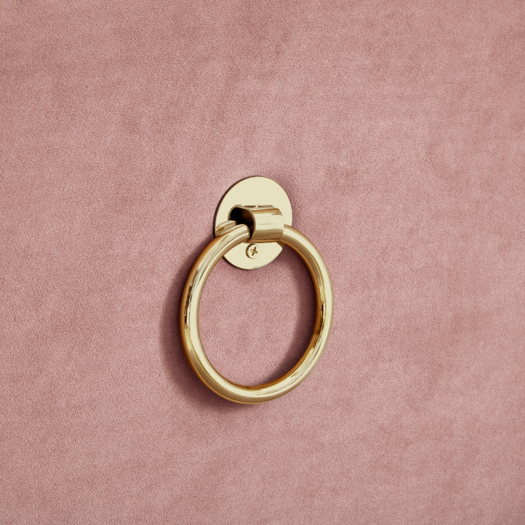 18" Blush Velvet And Black Tufted Storage HomeRoots