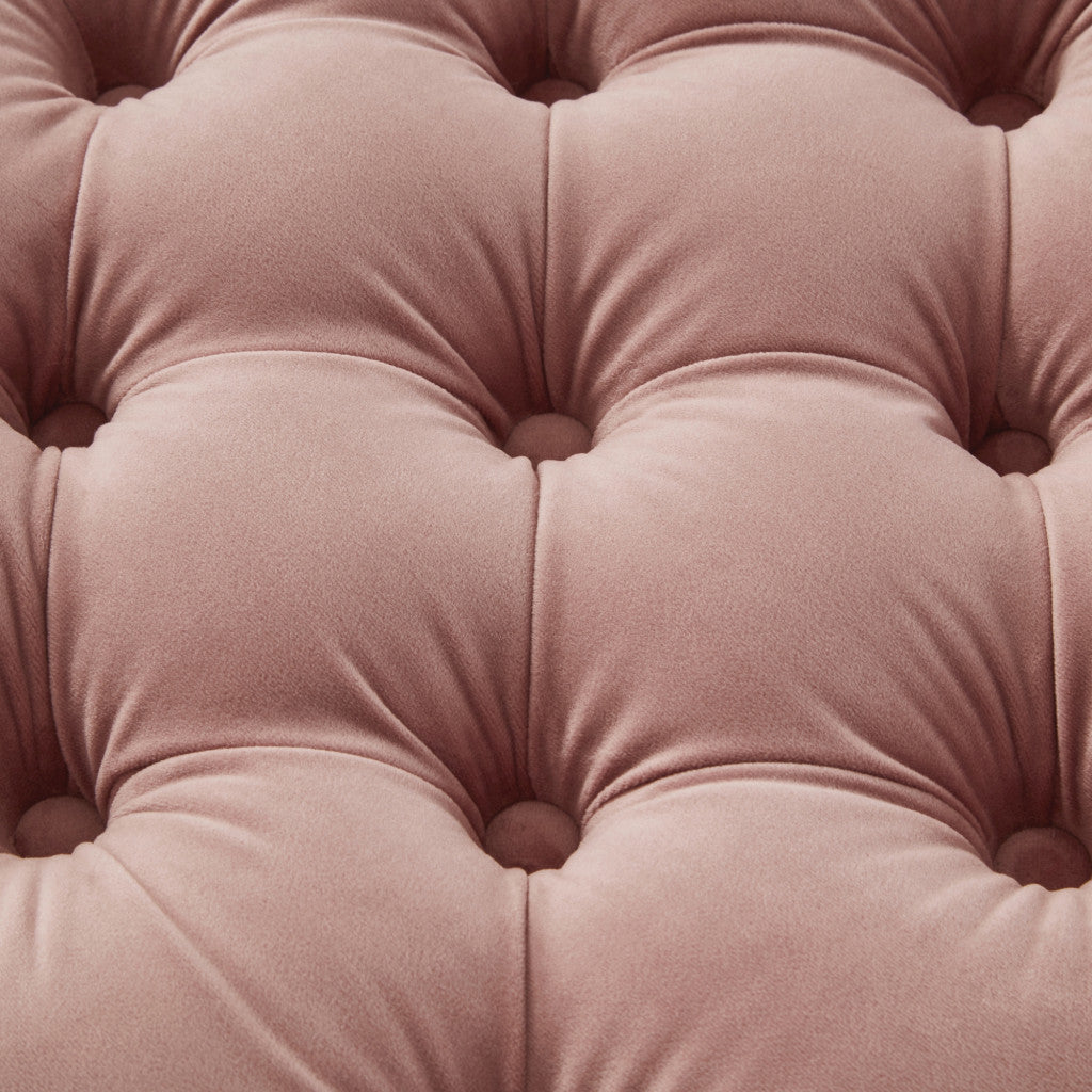 18" Blush Velvet And Black Tufted Storage HomeRoots