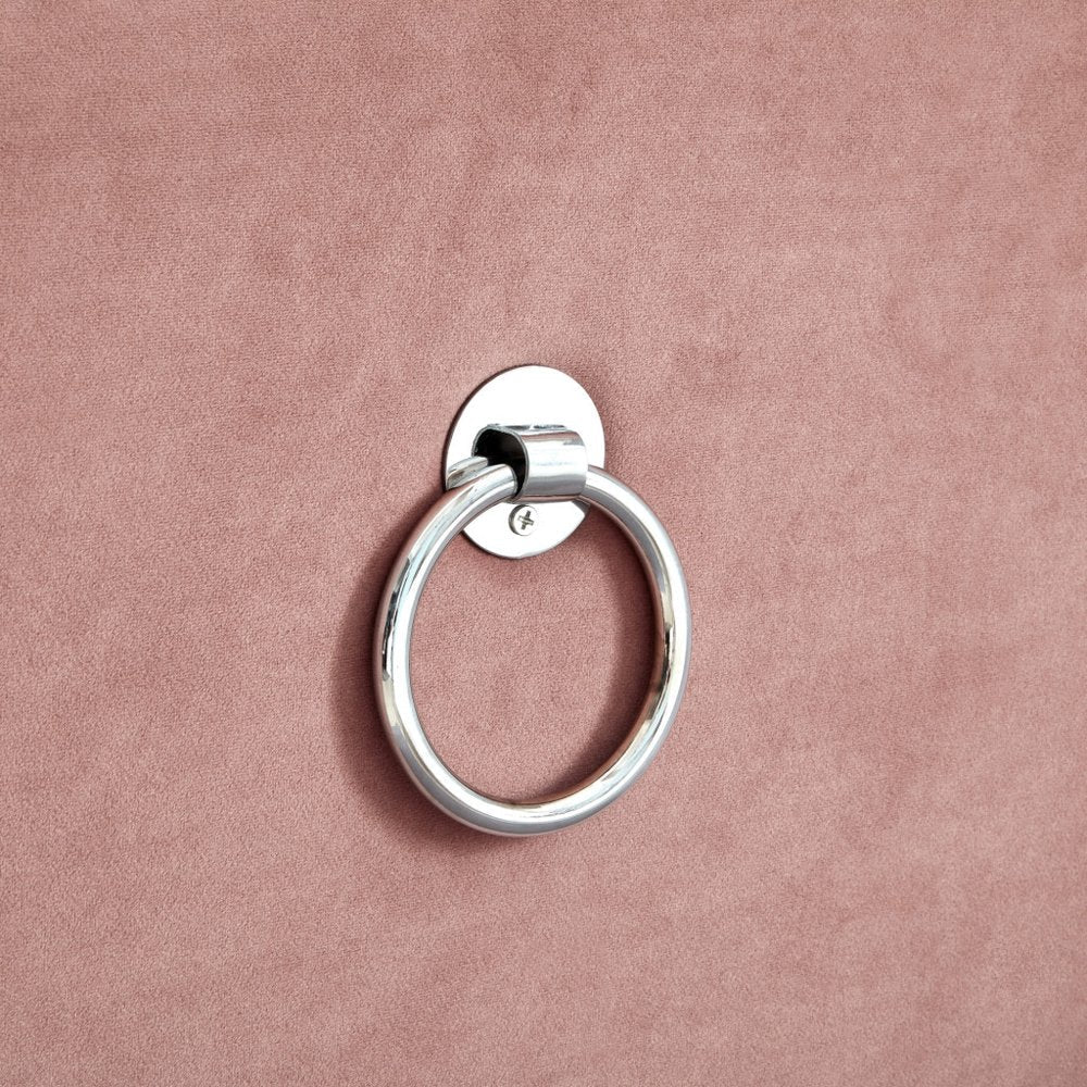 18" Blush Velvet And Black Tufted Storage HomeRoots