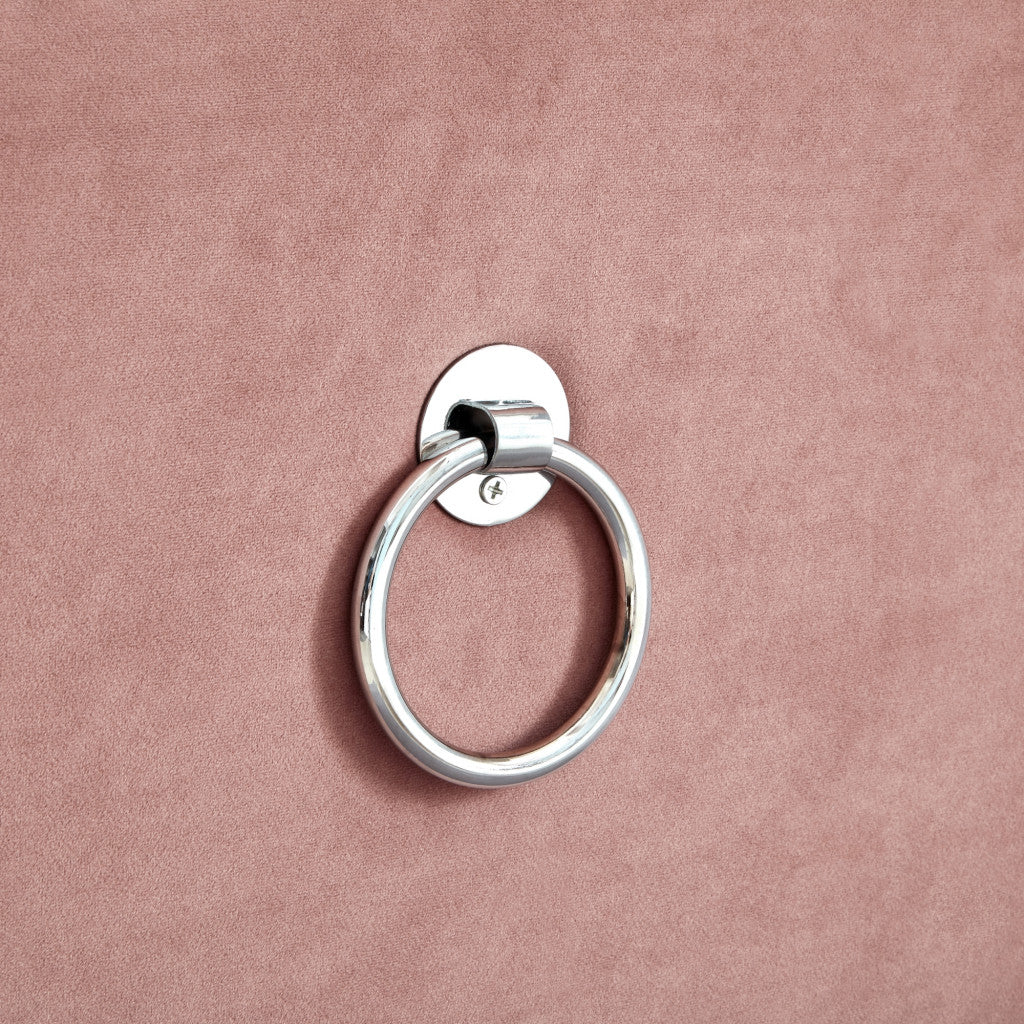 18" Blush Velvet And Black Tufted Storage HomeRoots