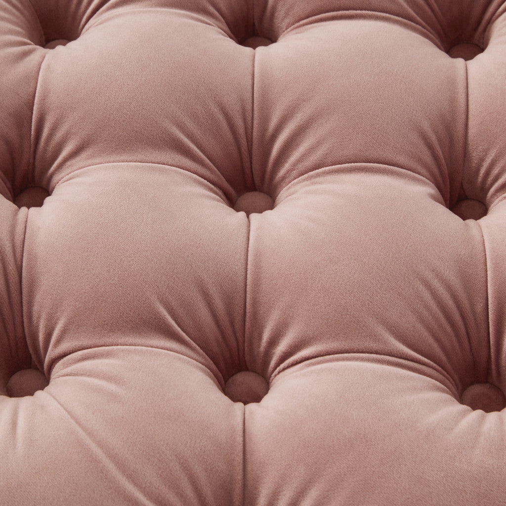 18" Blush Velvet And Black Tufted Storage HomeRoots