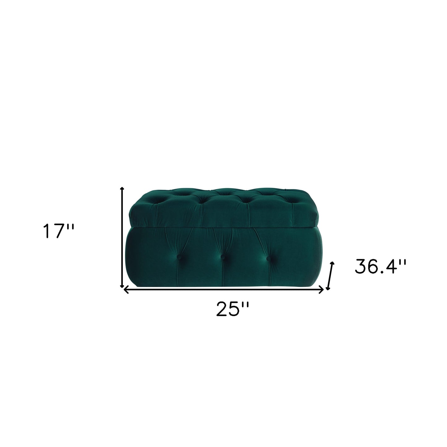 25" Green Velvet Tufted Storage Ottoman