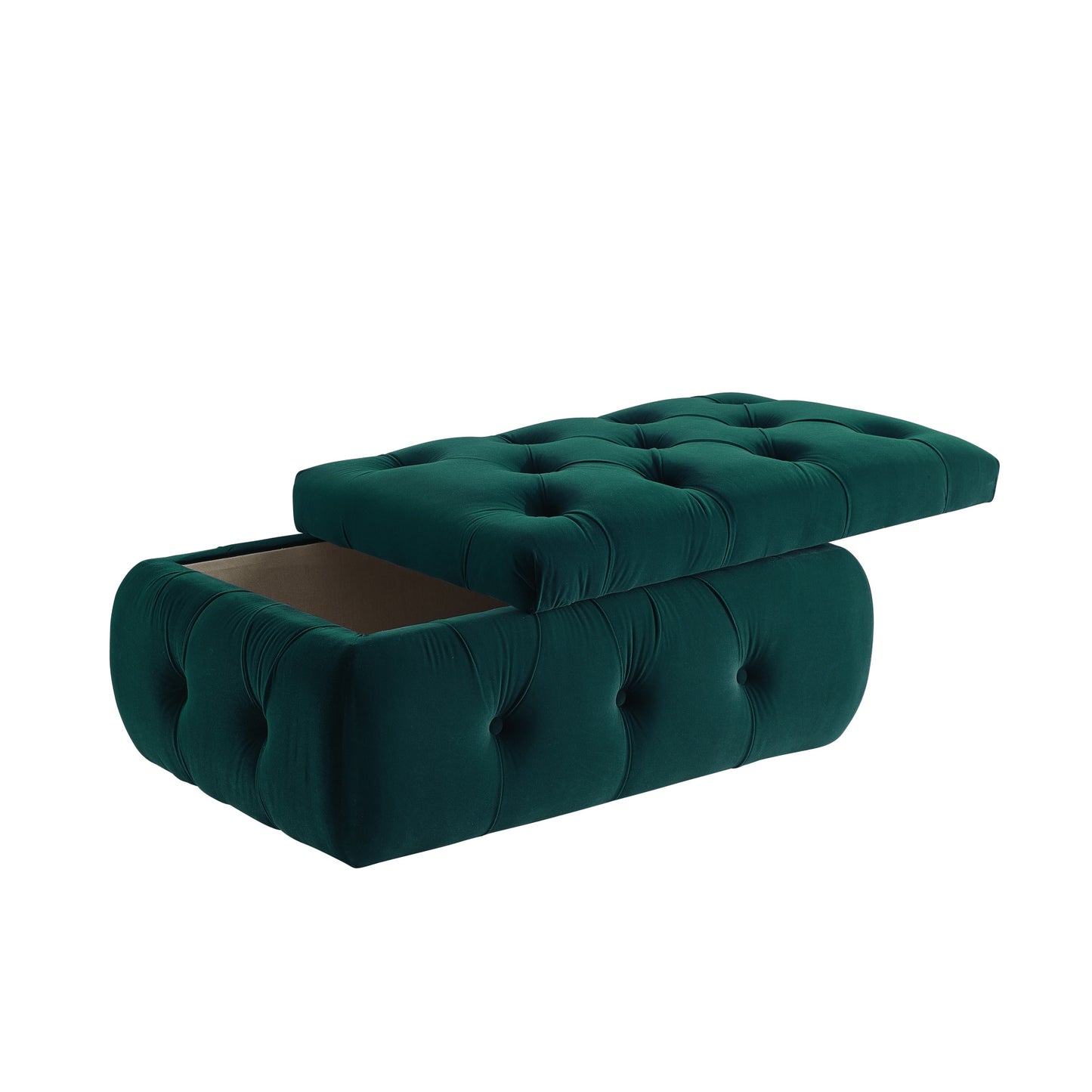 25" Green Velvet Tufted Storage Ottoman