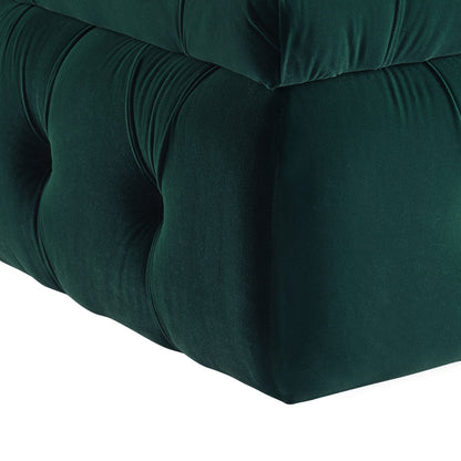 25" Green Velvet Tufted Storage Ottoman