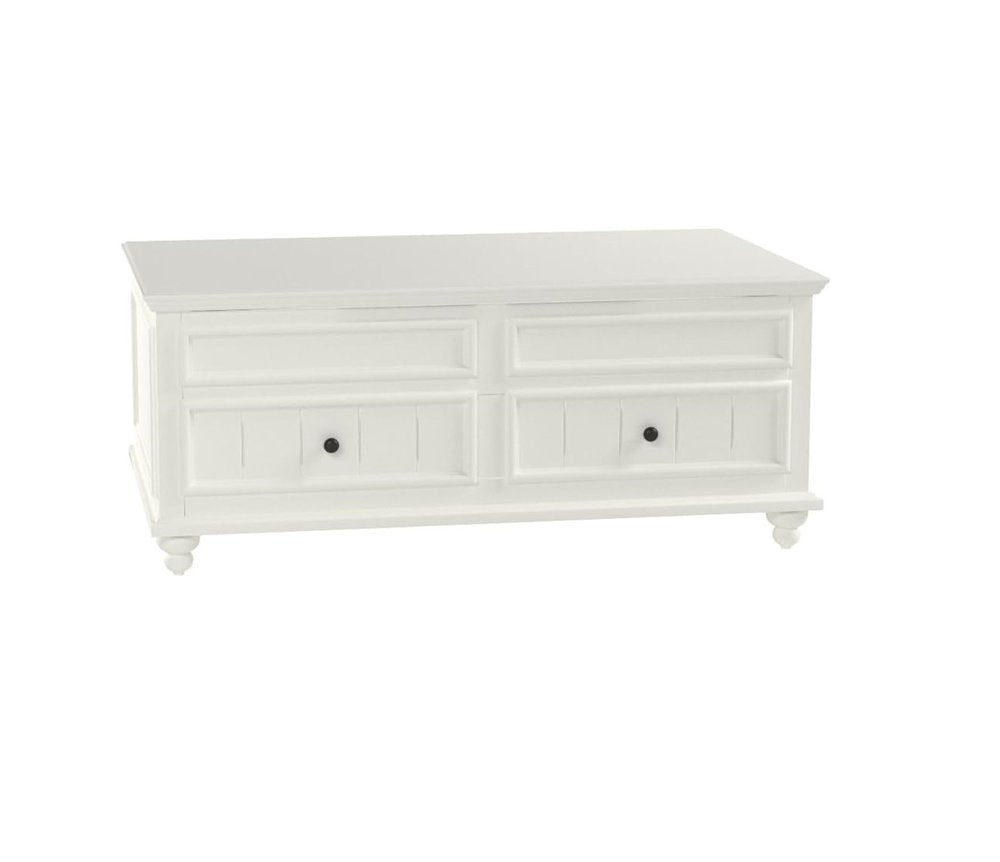 48" White Wood Lift Top Solid Coffee Table With Two Drawers HomeRoots