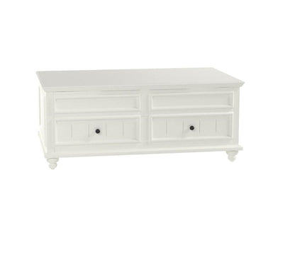 48" White Wood Lift Top Solid Coffee Table With Two Drawers HomeRoots