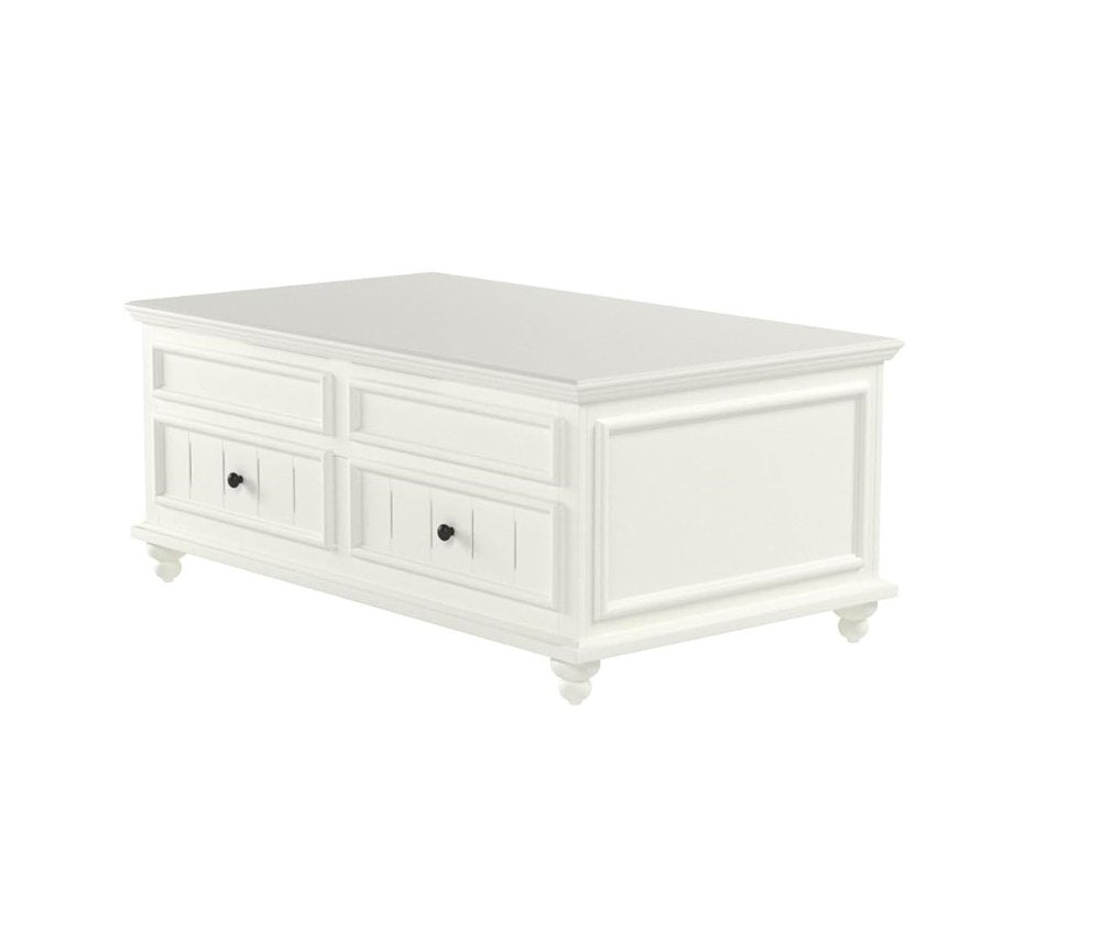 48" White Wood Lift Top Solid Coffee Table With Two Drawers HomeRoots