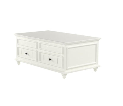 48" White Wood Lift Top Solid Coffee Table With Two Drawers HomeRoots