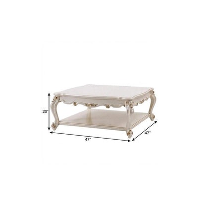 47" Pearl Wood Coffee Table With Shelf HomeRoots