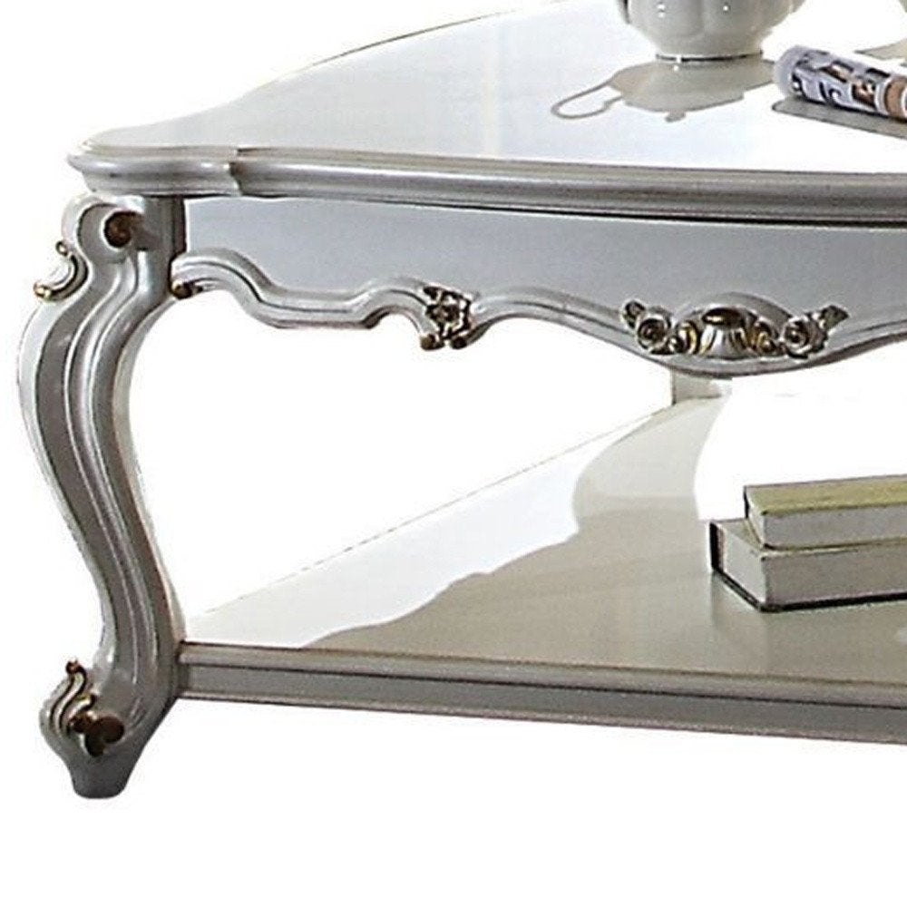 47" Pearl Wood Coffee Table With Shelf HomeRoots