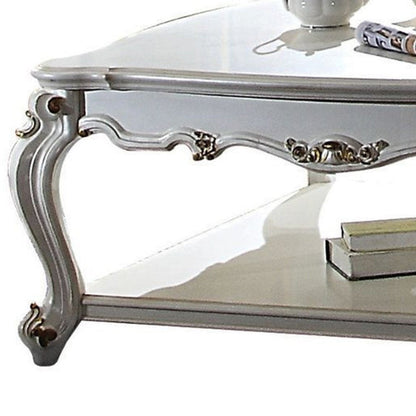 47" Pearl Wood Coffee Table With Shelf HomeRoots