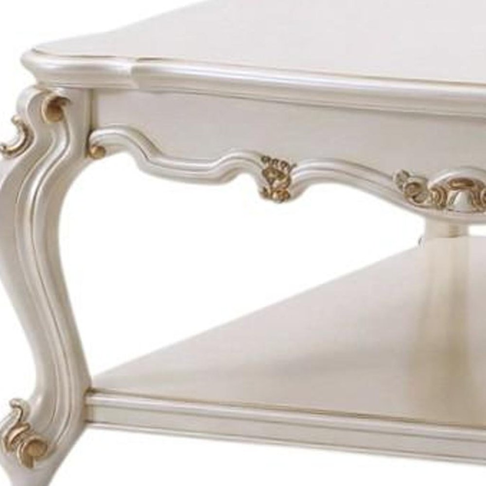 47" Pearl Wood Coffee Table With Shelf HomeRoots