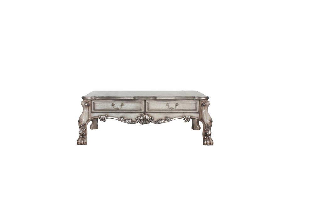 57" Bone Wood Coffee Table With Two Drawers HomeRoots
