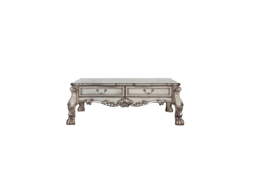 57" Bone Wood Coffee Table With Two Drawers HomeRoots
