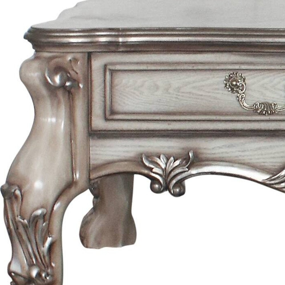 57" Bone Wood Coffee Table With Two Drawers HomeRoots