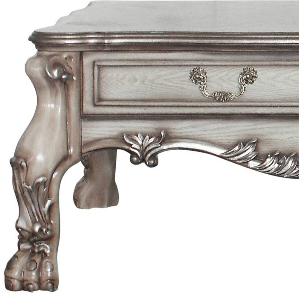 57" Bone Wood Coffee Table With Two Drawers HomeRoots