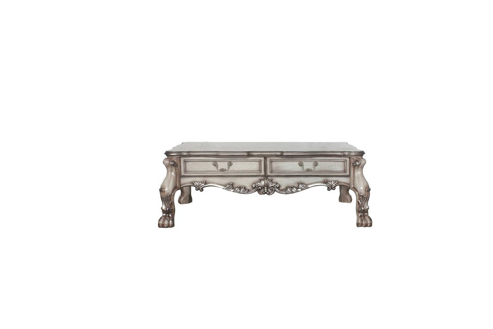 57" Bone Wood Coffee Table With Two Drawers HomeRoots