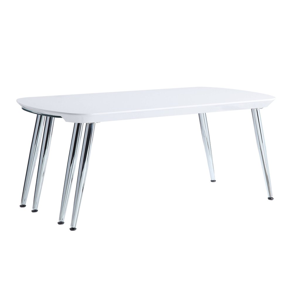 47" White Clear and Silver Wood And Glass And Metal Coffee Table HomeRoots