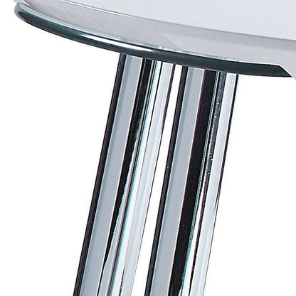 47" White Clear and Silver Wood And Glass And Metal Coffee Table HomeRoots