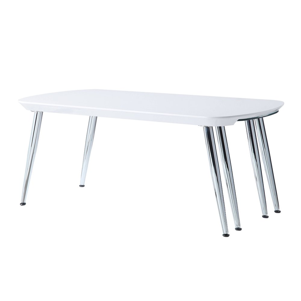 47" White Clear and Silver Wood And Glass And Metal Coffee Table HomeRoots