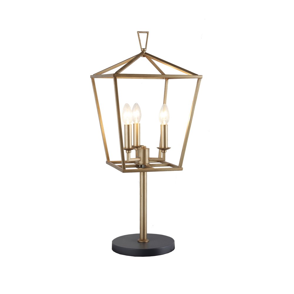 30" Black Iron Three Light Bedside Table Lamp — view 1