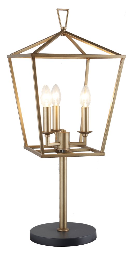 30" Black Iron Three Light Bedside Table Lamp — view 2
