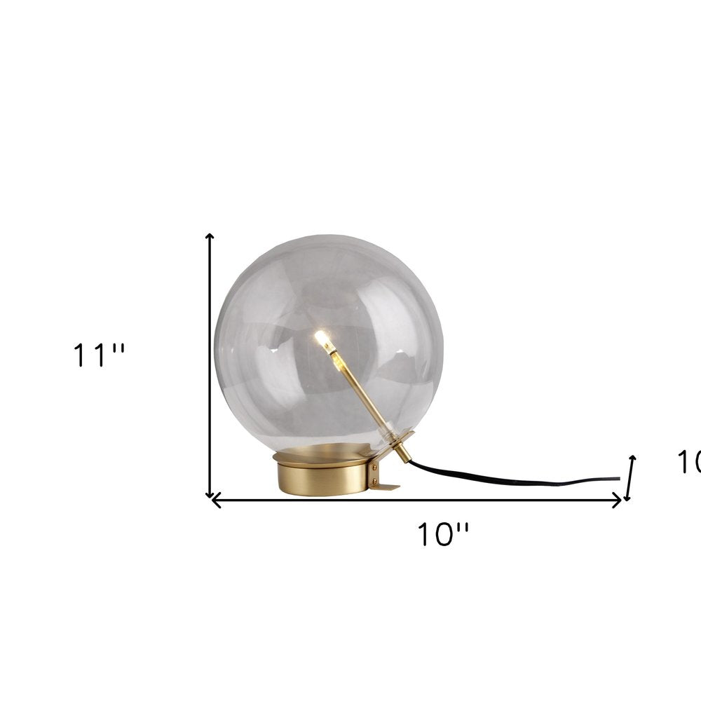 11" Brass Metal Globe Table Lamp — view 3
