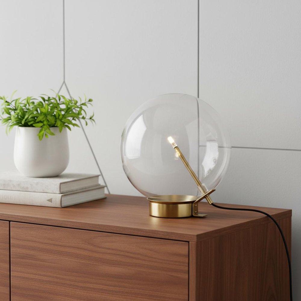 11" Brass Metal Globe Table Lamp — view 5