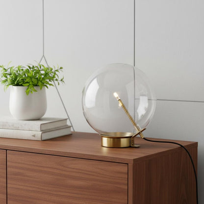 11" Brass Metal Globe Table Lamp HomeRoots