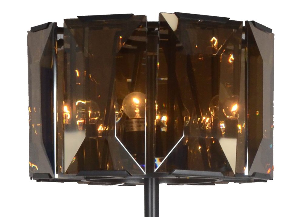 68" Dark Bronze Floor Lamp With Amber Solid Color Beveled Glass Drum Shade — view 2