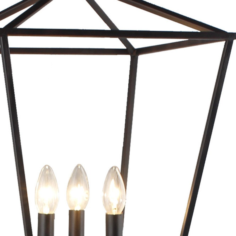 64" Black Three Light Floor Lamp With Black Geometric Shade — view 4