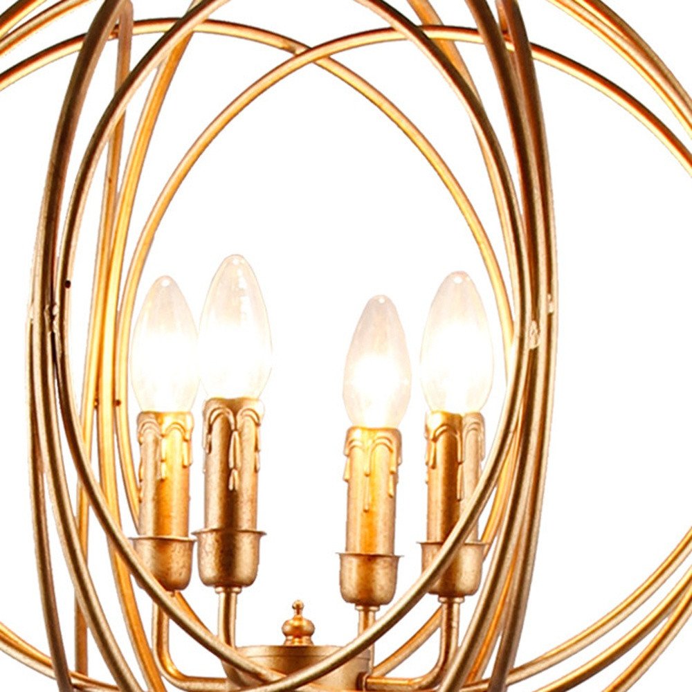 64" Gold Four Light  Floor Lamp With Modern Gold Geometric Globe Shade — view 4