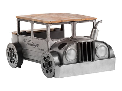 42" Grey And Brown Vintage Style Truck Solid Wood and Metal Coffee Table HomeRoots