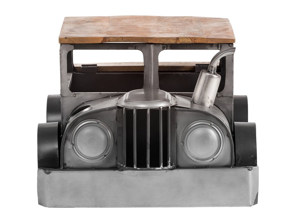 42" Grey And Brown Vintage Style Truck Solid Wood and Metal Coffee Table HomeRoots