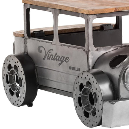 42" Grey And Brown Vintage Style Truck Solid Wood and Metal Coffee Table HomeRoots