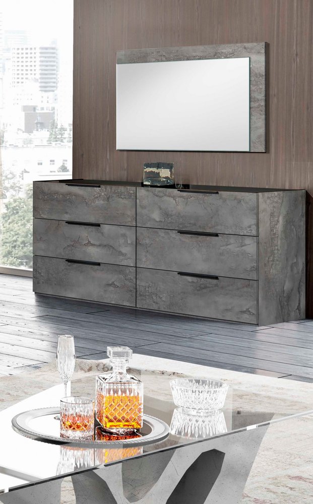 61" Gray Wood Six Drawer Double Dresser
