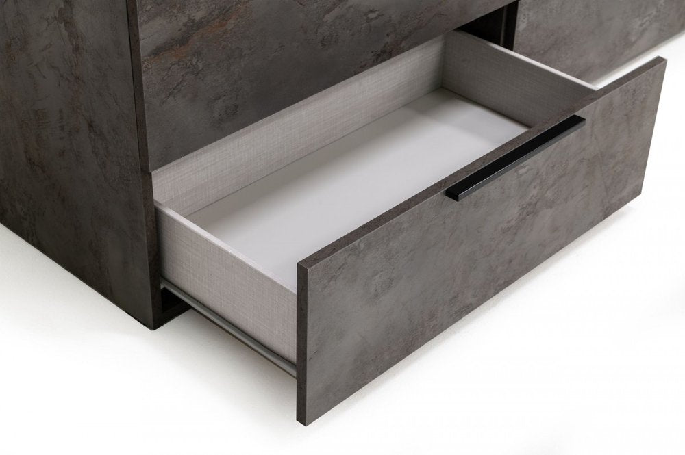 61" Grey Faux Marble Solid Manufactured Wood Six Drawer Double Dresser HomeRoots
